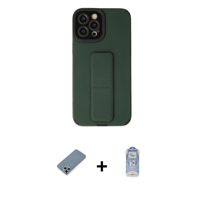 MARSİLYAN™- iPhone 12 Pro Max Kılıf Çekirdek Yansıma - Siyah Joko Magic 5D Cam + Metal Kamera Lens Koruma Cam - GS