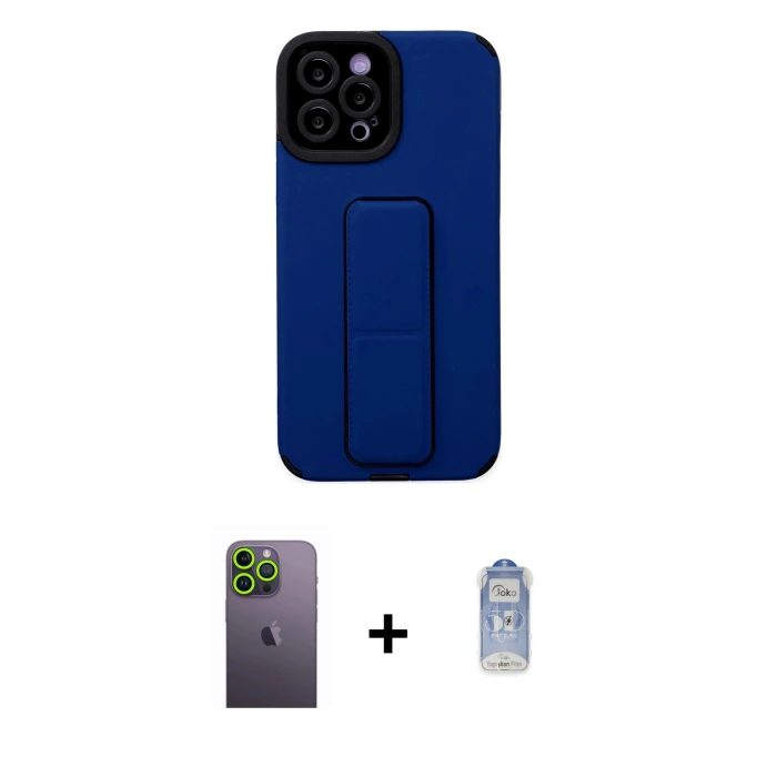 MARSİLYAN™- iPhone 12 Pro Max Kılıf Çekirdek Yansıma - Siyah Joko Magic 5D Cam + Neon Fosforlu Kamera Lens - YL