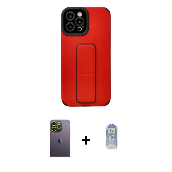 MARSİLYAN™- iPhone 12 Pro Max Kılıf Çekirdek Yansıma - Siyah Joko Magic 5D Cam + Neon Fosforlu Kamera Lens - YL