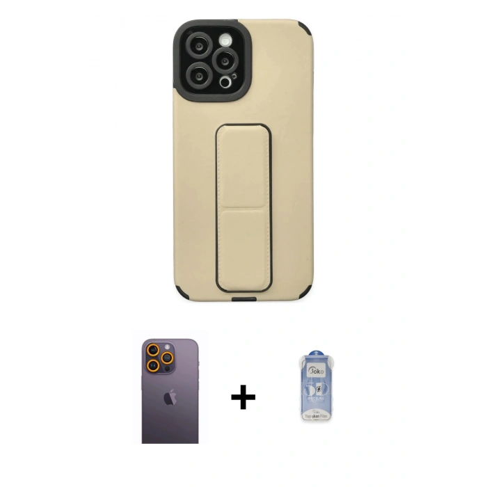 MARSİLYAN™- iPhone 12 Pro Max Kılıf Çekirdek Yansıma - Siyah Joko Magic 5D Cam + Neon Fosforlu Kamera Lens - SI