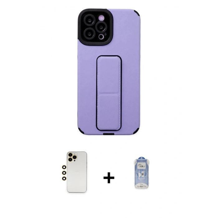 MARSİLYAN™- iPhone 12 Pro Max Kılıf Çekirdek Yansıma - Siyah Joko Magic 5D Cam + Shine Kamera Lens - GD