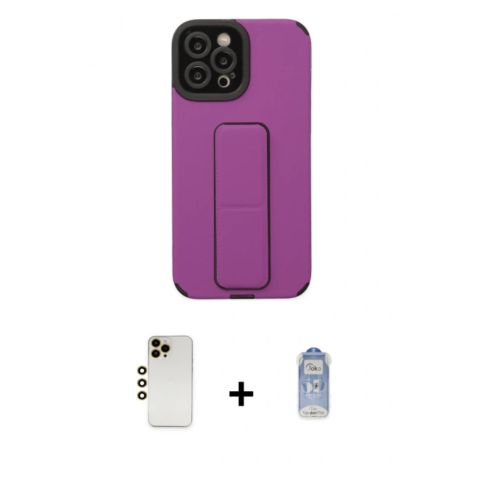 MARSİLYAN™- iPhone 12 Pro Max Kılıf Çekirdek Yansıma - Siyah Joko Magic 5D Cam + Shine Kamera Lens - GD