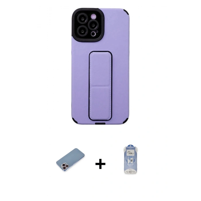 MARSİLYAN™- iPhone 12 Pro Max Kılıf Çekirdek Yansıma - Siyah Joko Magic 5D Cam + Shine Kamera Lens Koruma Cam - PE