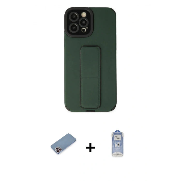 MARSİLYAN™- iPhone 12 Pro Max Kılıf Çekirdek Yansıma - Siyah Joko Magic 5D Cam + Shine Kamera Lens Koruma Cam - PE
