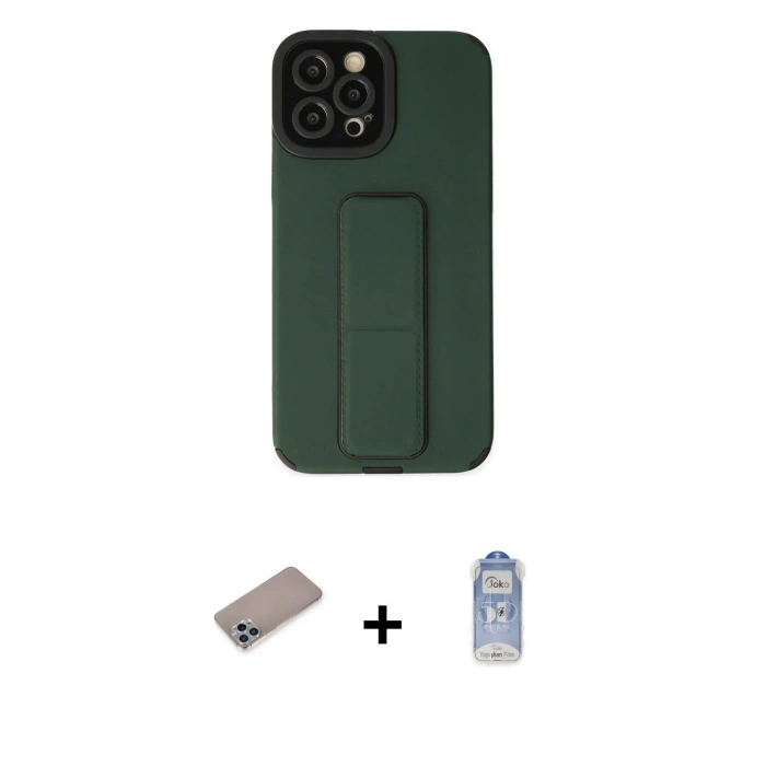 MARSİLYAN™- iPhone 12 Pro Max Kılıf Çekirdek Yansıma - Siyah Joko Magic 5D Cam + Shine Kamera Lens Koruma Cam - SABE