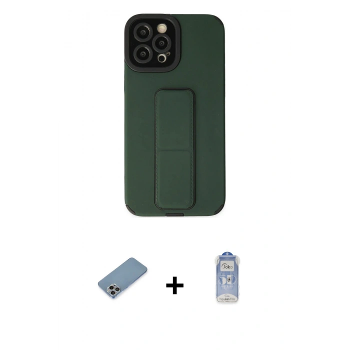 MARSİLYAN™- iPhone 12 Pro Max Kılıf Çekirdek Yansıma - Siyah Joko Magic 5D Cam + Shine Kamera Lens Koruma Cam - GI