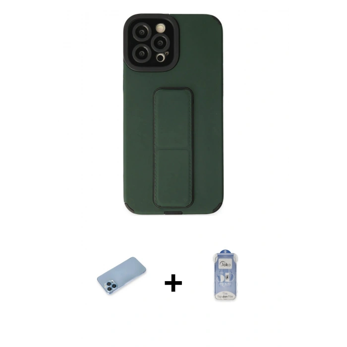MARSİLYAN™- iPhone 12 Pro Max Kılıf Çekirdek Yansıma - Siyah Joko Magic 5D Cam + Shine Kamera Lens Koruma Cam - MI