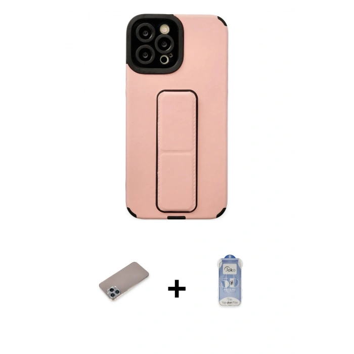 MARSİLYAN™- iPhone 12 Pro Max Kılıf Çekirdek Yansıma - Siyah Joko Magic 5D Cam + Shine Kamera Lens Koruma Cam - SABE