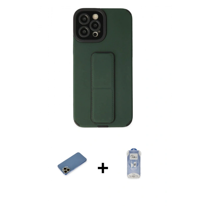 MARSİLYAN™- iPhone 12 Pro Max Kılıf Çekirdek Yansıma - Siyah Joko Magic 5D Cam + Shine Kamera Lens Koruma Cam - GD