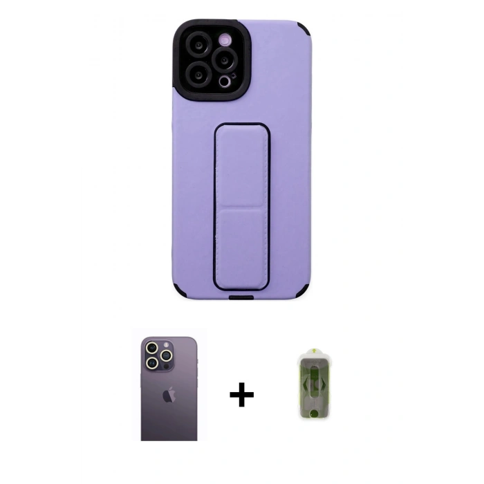 MARSİLYAN™- iPhone 12 Pro Max Kılıf Çekirdek Yansıma - Siyah Joko Magic 5D Hayalet Cam + Beyaz Neon Fosforlu Kamera Lens