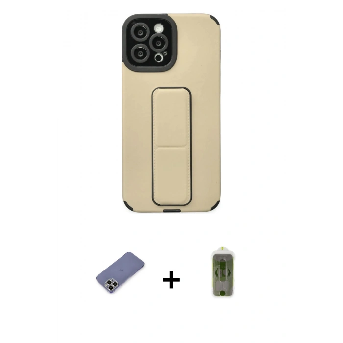 MARSİLYAN™- iPhone 12 Pro Max Kılıf Çekirdek Yansıma - Siyah Joko Magic 5D Hayalet Cam + Metal Kamera Lens Koruma Cam - GD
