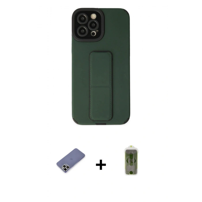 MARSİLYAN™- iPhone 12 Pro Max Kılıf Çekirdek Yansıma - Siyah Joko Magic 5D Hayalet Cam + Metal Kamera Lens Koruma Cam - GD