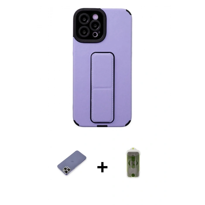 MARSİLYAN™- iPhone 12 Pro Max Kılıf Çekirdek Yansıma - Siyah Joko Magic 5D Hayalet Cam + Metal Kamera Lens Koruma Cam - GD