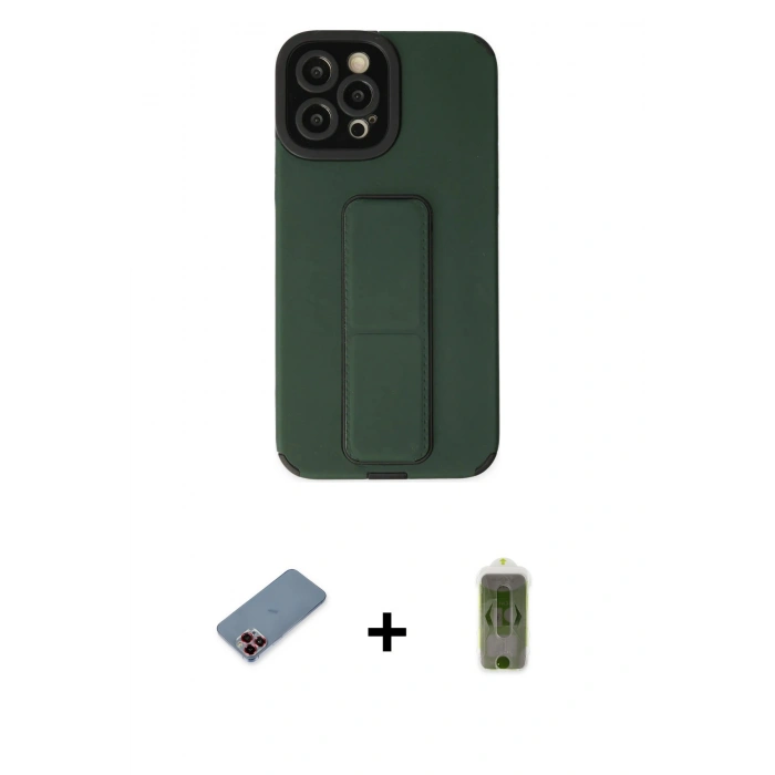 MARSİLYAN™- iPhone 12 Pro Max Kılıf Çekirdek Yansıma - Siyah Joko Magic 5D Hayalet Cam + Metal Kamera Lens Koruma Cam - KI