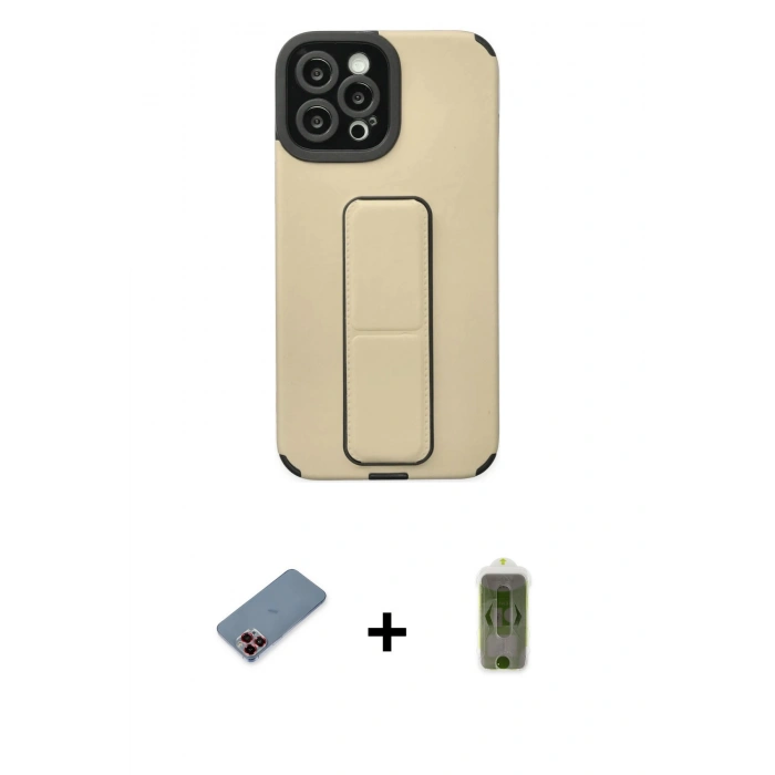 MARSİLYAN™- iPhone 12 Pro Max Kılıf Çekirdek Yansıma - Siyah Joko Magic 5D Hayalet Cam + Metal Kamera Lens Koruma Cam - KI