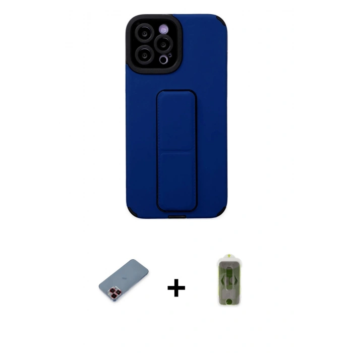 MARSİLYAN™- iPhone 12 Pro Max Kılıf Çekirdek Yansıma - Siyah Joko Magic 5D Hayalet Cam + Metal Kamera Lens Koruma Cam - KI