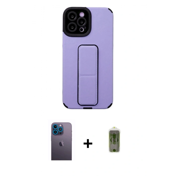 MARSİLYAN™- iPhone 12 Pro Max Kılıf Çekirdek Yansıma - Siyah Joko Magic 5D Hayalet Cam + Neon Fosforlu Kamera Lens - MI
