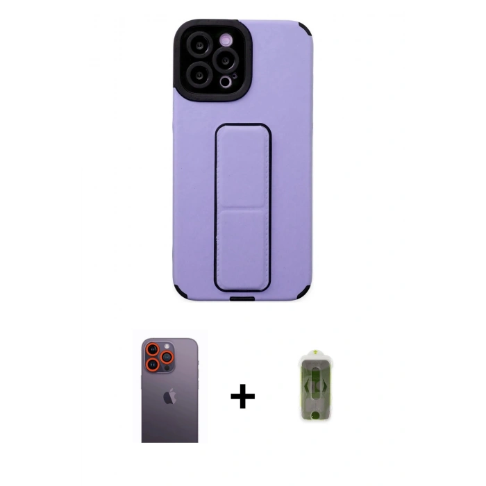 MARSİLYAN™- iPhone 12 Pro Max Kılıf Çekirdek Yansıma - Siyah Joko Magic 5D Hayalet Cam + Neon Fosforlu Kamera Lens - TU