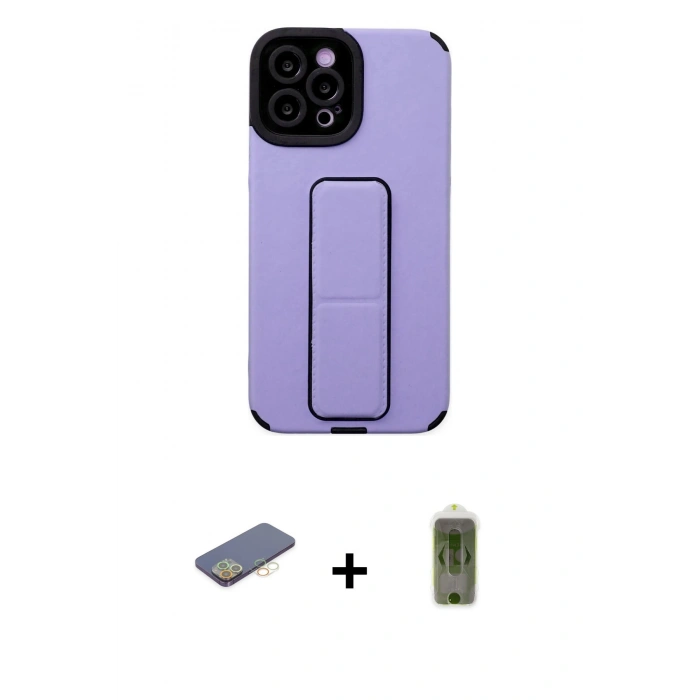 MARSİLYAN™- iPhone 12 Pro Max Kılıf Çekirdek Yansıma - Siyah Joko Magic 5D Hayalet Cam + Renkli Kamera Lens Koruma Cam - SI