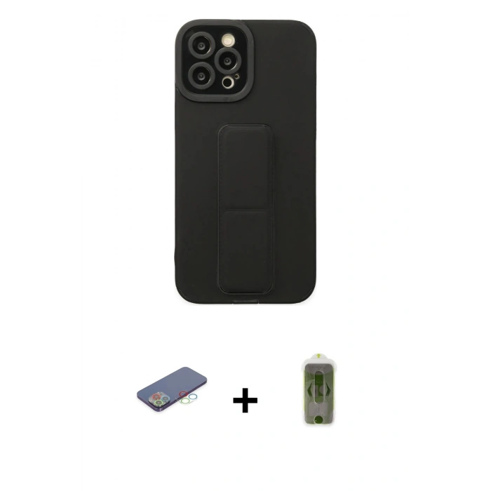 MARSİLYAN™- iPhone 12 Pro Max Kılıf Çekirdek Yansıma - Siyah Joko Magic 5D Hayalet Cam + Renkli Kamera Lens Koruma Cam - MI