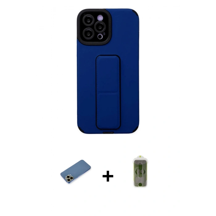 MARSİLYAN™- iPhone 12 Pro Max Kılıf Çekirdek Yansıma - Siyah Joko Magic 5D Hayalet Cam + Shine Kamera Lens Koruma Cam - GD