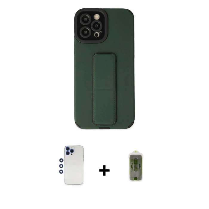 MARSİLYAN™- iPhone 12 Pro Max Kılıf Çekirdek Yansıma - Siyah Joko Magic 5D Hayalet Cam + Shine Kamera Lens - LT