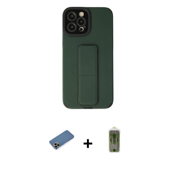 MARSİLYAN™- iPhone 12 Pro Max Kılıf Çekirdek Yansıma - Siyah Joko Magic 5D Hayalet Cam + Shine Kamera Lens Koruma Cam - GD