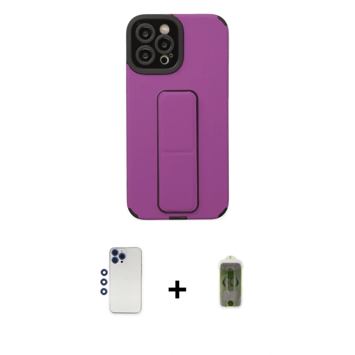 MARSİLYAN™- iPhone 12 Pro Max Kılıf Çekirdek Yansıma - Siyah Joko Magic 5D Hayalet Cam + Shine Kamera Lens - LT