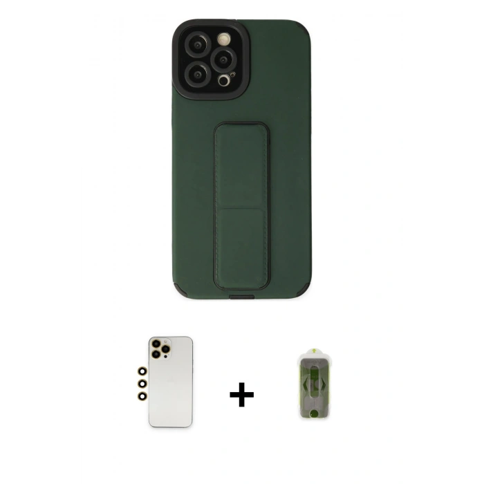 MARSİLYAN™- iPhone 12 Pro Max Kılıf Çekirdek Yansıma - Siyah Joko Magic 5D Hayalet Cam + Shine Kamera Lens - GD