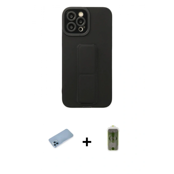MARSİLYAN™- iPhone 12 Pro Max Kılıf Çekirdek Yansıma - Siyah Joko Magic 5D Hayalet Cam + Shine Kamera Lens Koruma Cam - MI