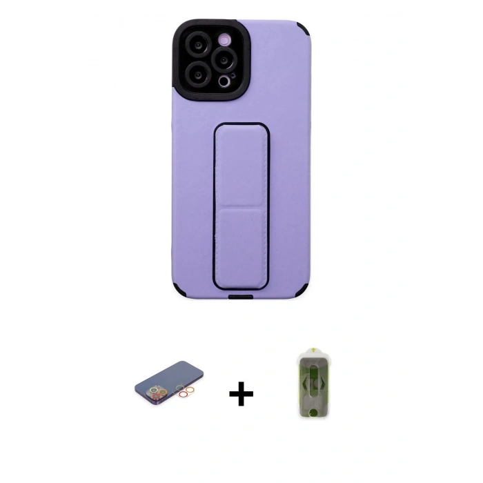 MARSİLYAN™- iPhone 12 Pro Max Kılıf Çekirdek Yansıma - Siyah Joko Magic 5D Hayalet Cam + Renkli Kamera Lens Koruma Cam - TU