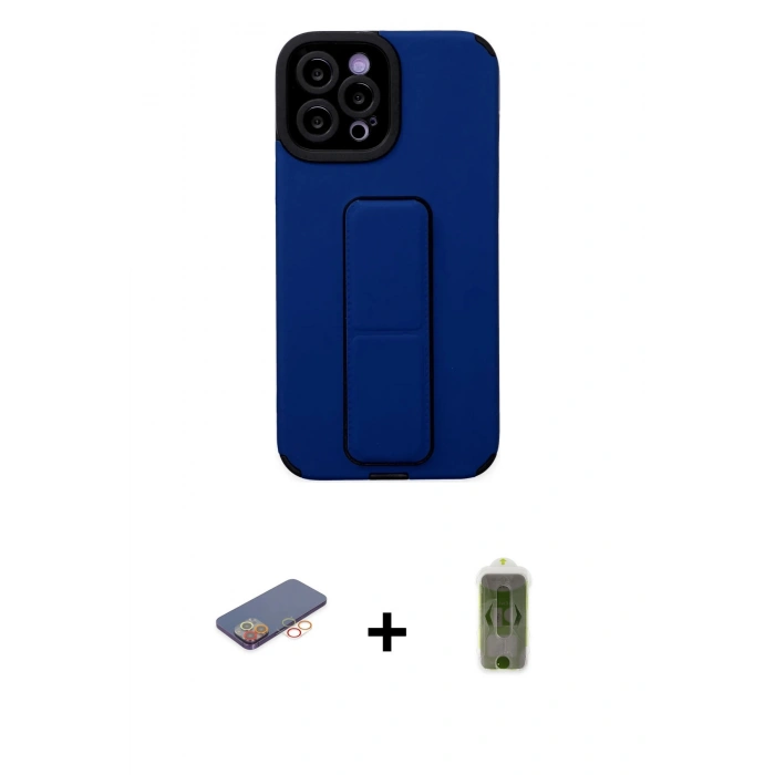 MARSİLYAN™- iPhone 12 Pro Max Kılıf Çekirdek Yansıma - Siyah Joko Magic 5D Hayalet Cam + Renkli Kamera Lens Koruma Cam - TU