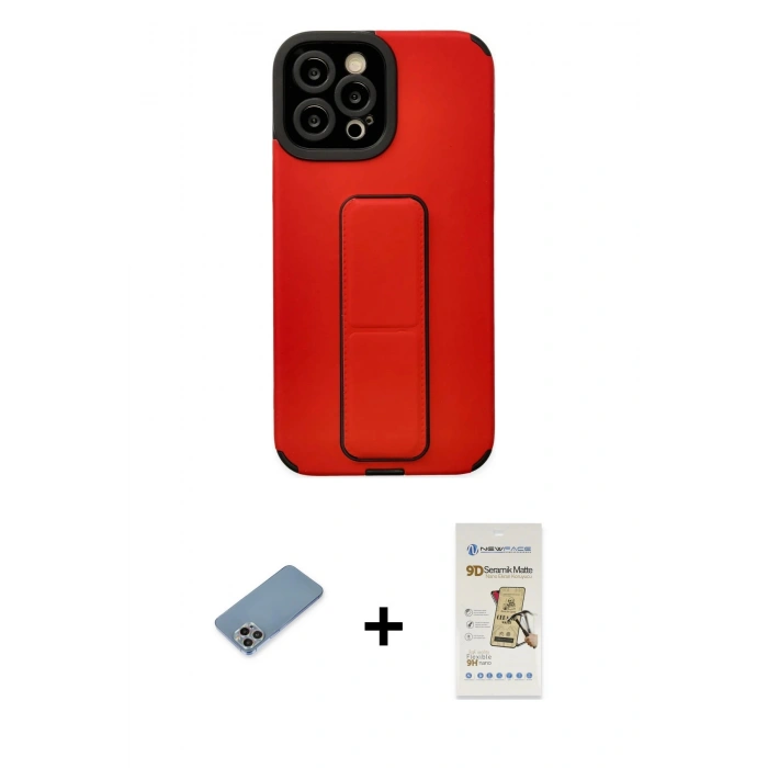 MARSİLYAN™- iPhone 12 Pro Max Kılıf Çekirdek Yansıma - Siyah Mat Seramik Nano Ekran Koruyucu + Shine Kamera Lens Koruma Cam - GI