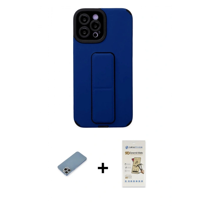 MARSİLYAN™- iPhone 12 Pro Max Kılıf Çekirdek Yansıma - Siyah Mat Seramik Nano Ekran Koruyucu + Shine Kamera Lens Koruma Cam - GI