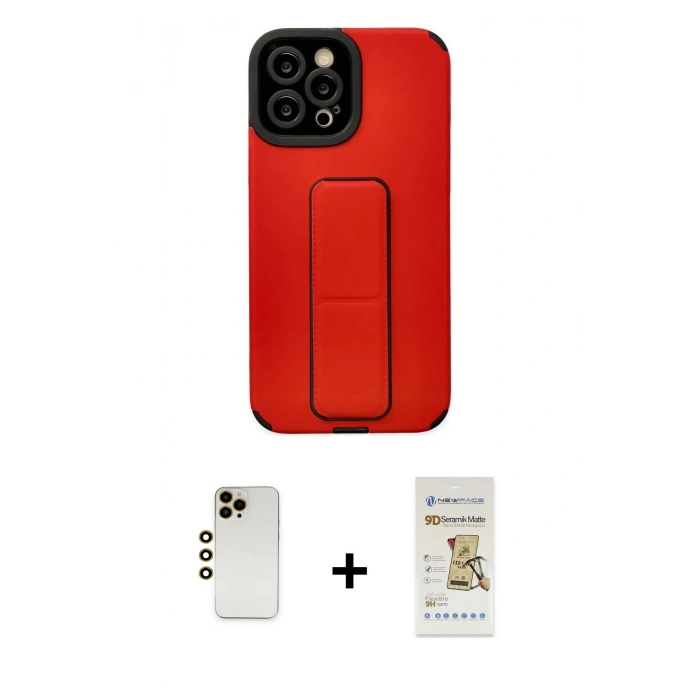 MARSİLYAN™- iPhone 12 Pro Max Kılıf Çekirdek Yansıma - Siyah Mat Seramik Nano Ekran Koruyucu + Shine Kamera Lens - GD