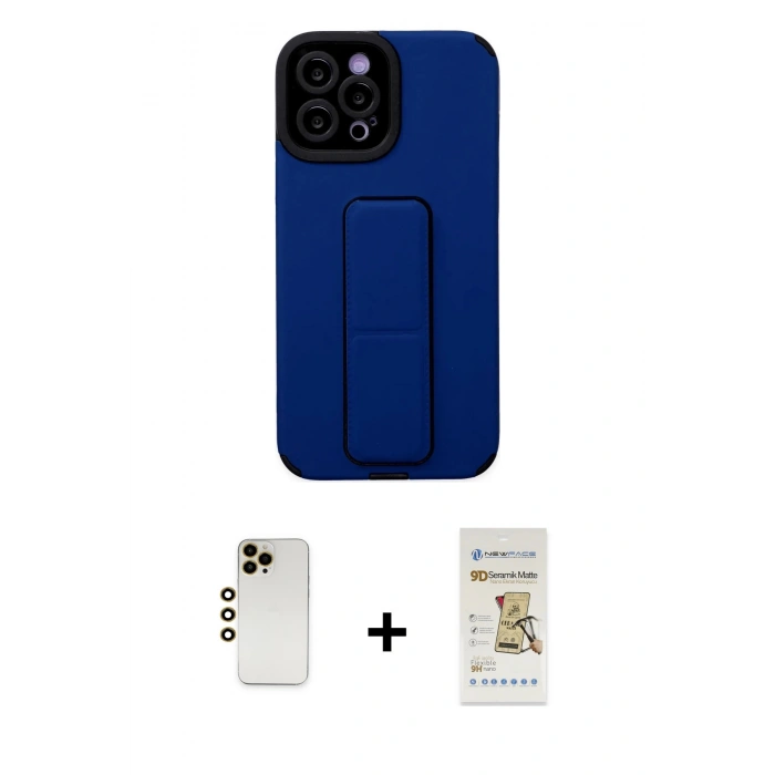 MARSİLYAN™- iPhone 12 Pro Max Kılıf Çekirdek Yansıma - Siyah Mat Seramik Nano Ekran Koruyucu + Shine Kamera Lens - GD
