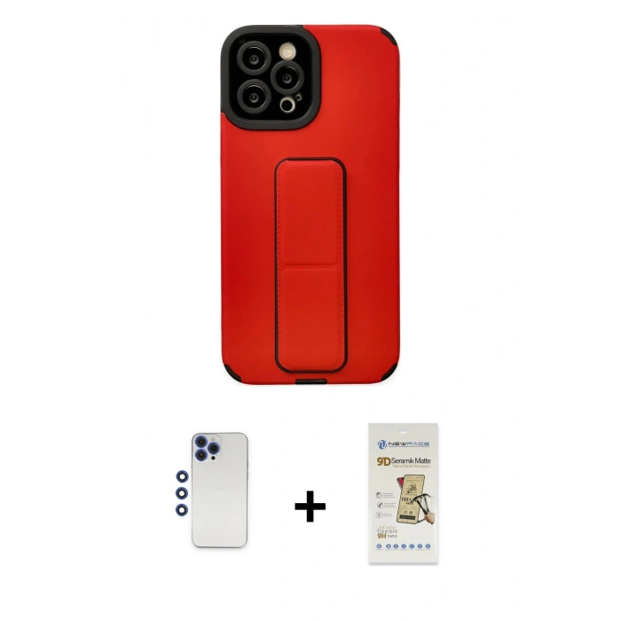 MARSİLYAN™- iPhone 12 Pro Max Kılıf Çekirdek Yansıma - Siyah Mat Seramik Nano Ekran Koruyucu + Lacivert Shine Kamera Lens