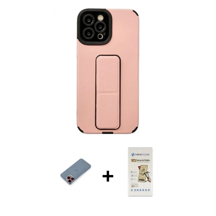 MARSİLYAN™- iPhone 12 Pro Max Kılıf Çekirdek Yansıma - Siyah Mat Seramik Nano Ekran Koruyucu + Metal Kamera Lens Koruma Cam - KI