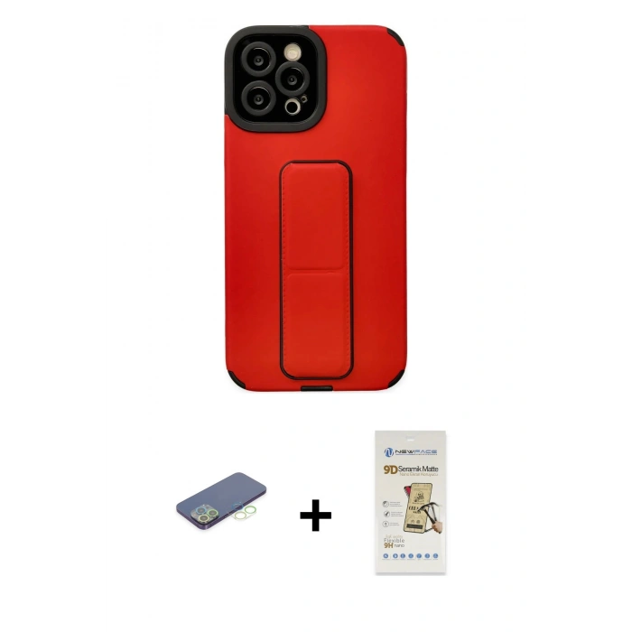 MARSİLYAN™- iPhone 12 Pro Max Kılıf Çekirdek Yansıma - Siyah Mat Seramik Nano Ekran Koruyucu + Renkli Kamera Lens Koruma Cam - YL
