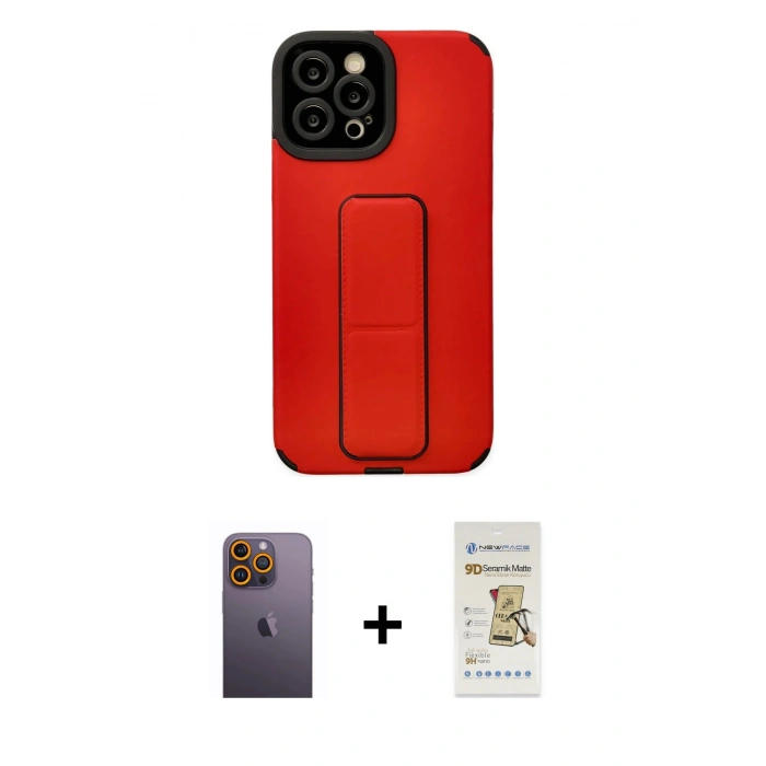 MARSİLYAN™- iPhone 12 Pro Max Kılıf Çekirdek Yansıma - Siyah Mat Seramik Nano Ekran Koruyucu + Neon Fosforlu Kamera Lens - SI