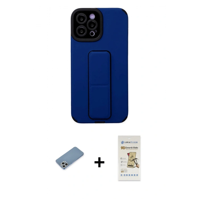 MARSİLYAN™- iPhone 12 Pro Max Kılıf Çekirdek Yansıma - Siyah Mat Seramik Nano Ekran Koruyucu + Shine Kamera Lens Koruma Cam - GS