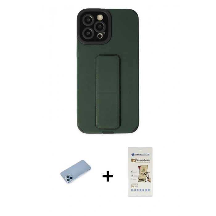 MARSİLYAN™- iPhone 12 Pro Max Kılıf Çekirdek Yansıma - Siyah Mat Seramik Nano Ekran Koruyucu + Shine Kamera Lens Koruma Cam - MI