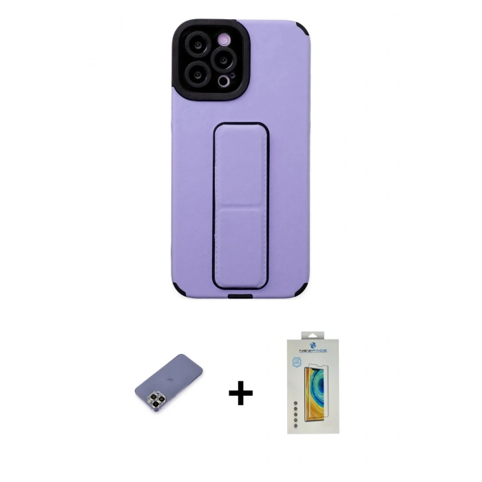 MARSİLYAN™- iPhone 12 Pro Max Kılıf Çekirdek Yansıma - Siyah Polymer Nano Ekran Koruyucu + Metal Kamera Lens Koruma Cam - GD