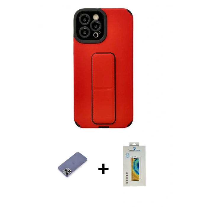 MARSİLYAN™- iPhone 12 Pro Max Kılıf Çekirdek Yansıma - Siyah Polymer Nano Ekran Koruyucu + Metal Kamera Lens Koruma Cam - GD