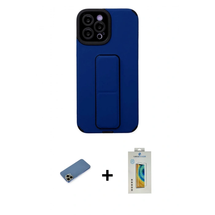 MARSİLYAN™- iPhone 12 Pro Max Kılıf Çekirdek Yansıma - Siyah Polymer Nano Ekran Koruyucu + Gold Shine Kamera Lens Koruma Cam