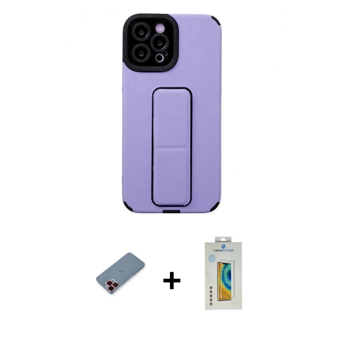 MARSİLYAN™- iPhone 12 Pro Max Kılıf Çekirdek Yansıma - Siyah Polymer Nano Ekran Koruyucu + Metal Kamera Lens Koruma Cam - KI