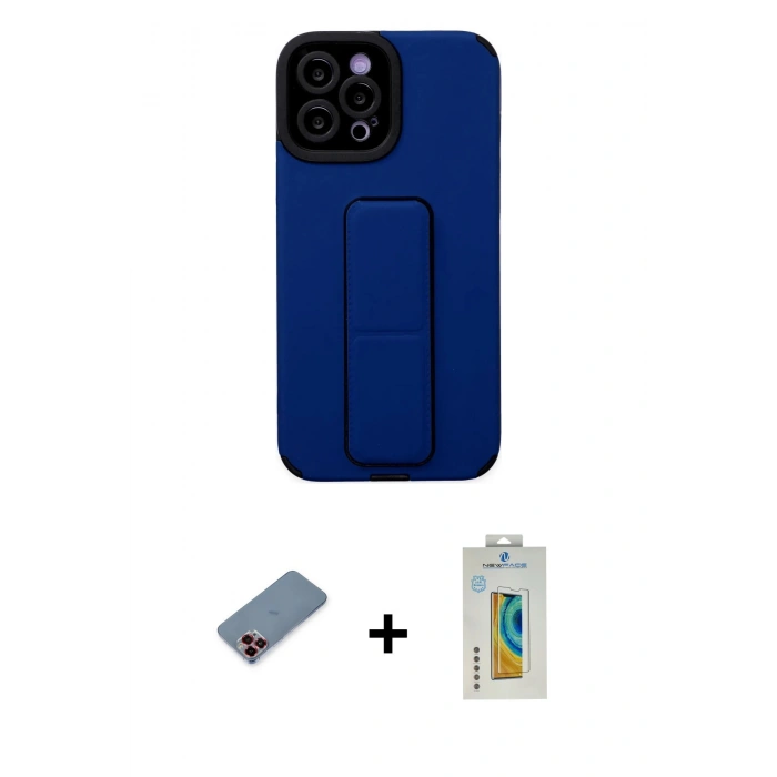MARSİLYAN™- iPhone 12 Pro Max Kılıf Çekirdek Yansıma - Siyah Polymer Nano Ekran Koruyucu + Metal Kamera Lens Koruma Cam - KI