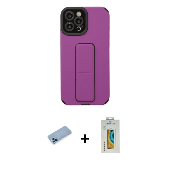 MARSİLYAN™- iPhone 12 Pro Max Kılıf Çekirdek Yansıma - Siyah Polymer Nano Ekran Koruyucu + Shine Kamera Lens Koruma Cam - MI