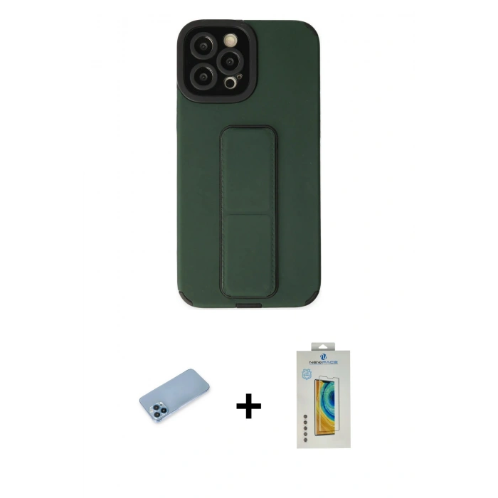 MARSİLYAN™- iPhone 12 Pro Max Kılıf Çekirdek Yansıma - Siyah Polymer Nano Ekran Koruyucu + Shine Kamera Lens Koruma Cam - MI