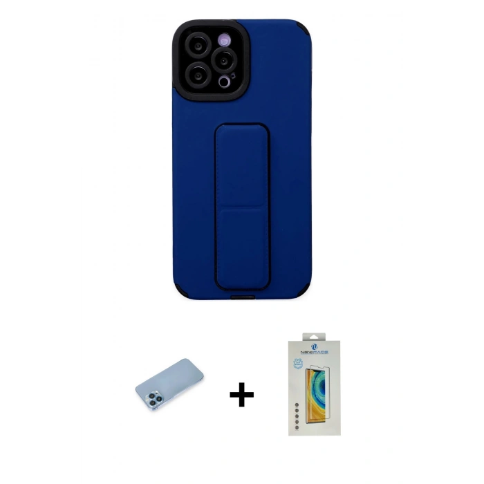 MARSİLYAN™- iPhone 12 Pro Max Kılıf Çekirdek Yansıma - Siyah Polymer Nano Ekran Koruyucu + Shine Kamera Lens Koruma Cam - MI
